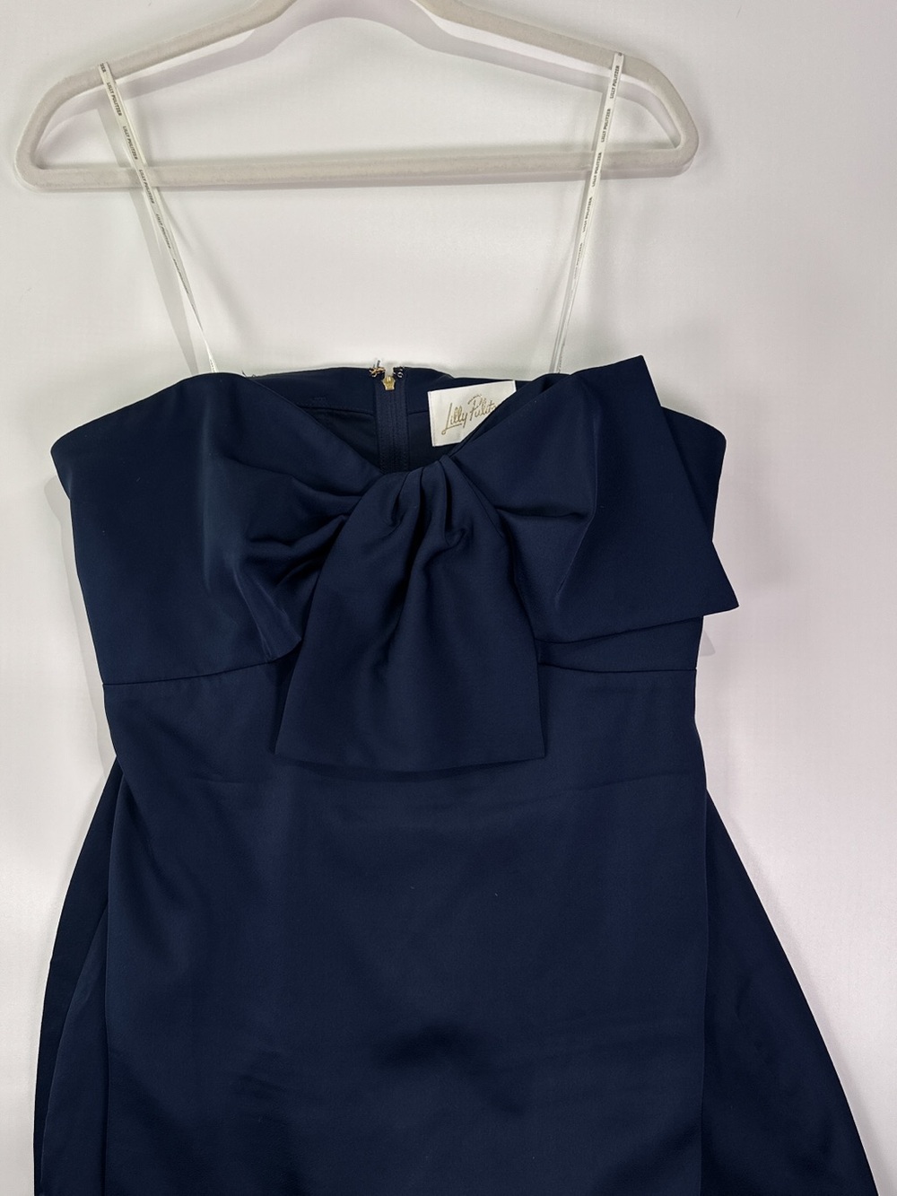 Lilly Pulitzer Carlynn Strapless Bow Side Slit Polyester Maxi Dress Navy Blue 12 - Picture 5 of 15